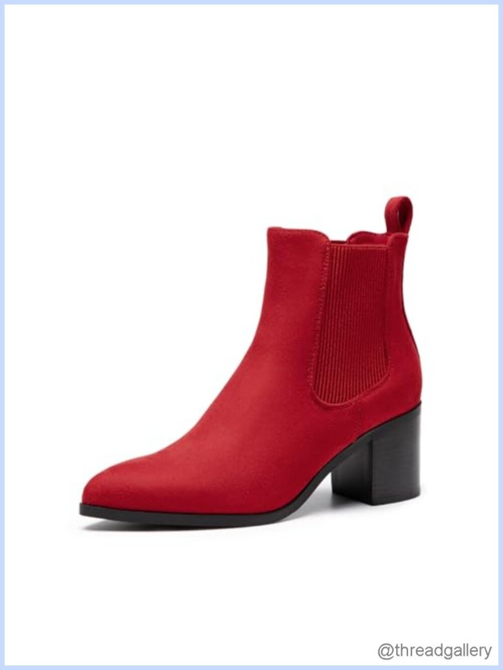 Women's Heeled Chelsea Ankle Boots Faux Suede Pointed Toe